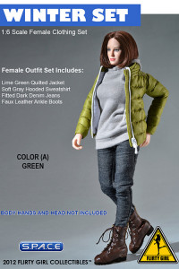 1/6 Scale Female Clothing Set - Winter Set A (Green Version)