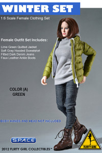 1/6 Scale Female Clothing Set -  Winter Set A (Green Version)