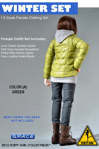 1/6 Scale Female Clothing Set -  Winter Set A (Green Version)