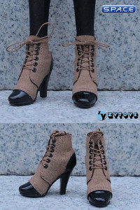 1/6 Scale Female Laced Booties (Brown)