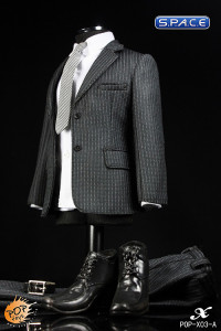 1/6 Scale Mens Suit Set A (Black Striped)