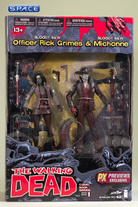 Officer Rick Grimes & Michonne Bloody B&W 2-Pack PX Exclusive (The Walking Dead - Comic Book Series 1)