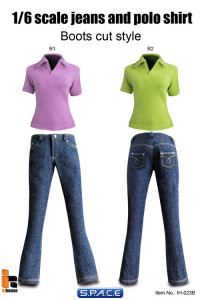 1/6 Scale Female Polo Shirt with Jeans (Boot Cut Style B2)
