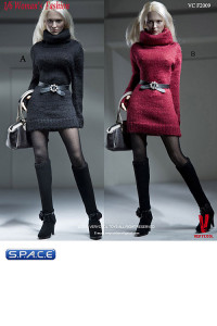 1/6 Scale Womens Fashion Set Turtleneck Black (VCF2009-A)