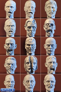 Bundle of 15: 1/6 Scale Zombie Heads (unpainted)