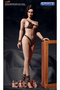 1/6 Scale Seamless Female tan Body - large breast / long dark-brown hair