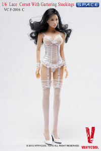 1/6 Scale Lace Corset with Garter Stockings (White)