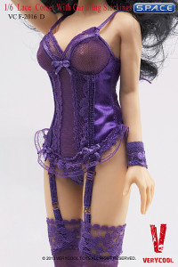 1/6 Scale Lace Corset with Garter Stockings (Violet)