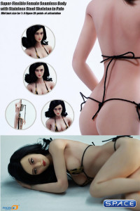 1/6 Scale Seamless Female pale Body  - middle breast / long black hair