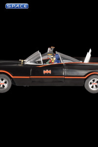 1:18 Batmobile with Batman and Robin Die Cast Hot Wheels Elite BCJ95 (Batman Classic TV Series)