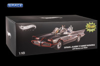 1:18 Batmobile with Batman and Robin Die Cast Hot Wheels Elite BCJ95 (Batman Classic TV Series)