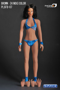 1/6 Scale Seamless Female brown hindu Body - small breast / black hair