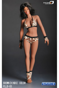 1/6 Scale Seamless Female brown hindu Body - large breast / black hair