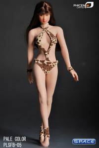 1/6 Scale Seamless Female pale Body - small breast / long brunette hair