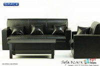 1/6 Scale Single Sofa Black With Wooden Table